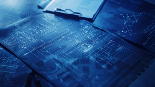 リハビリ特化型デイサービス管理者の仕事ロードマップをイメージした青い設計図風の画像